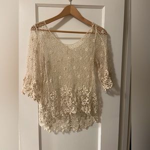Free People Flower Embroidery Shirt